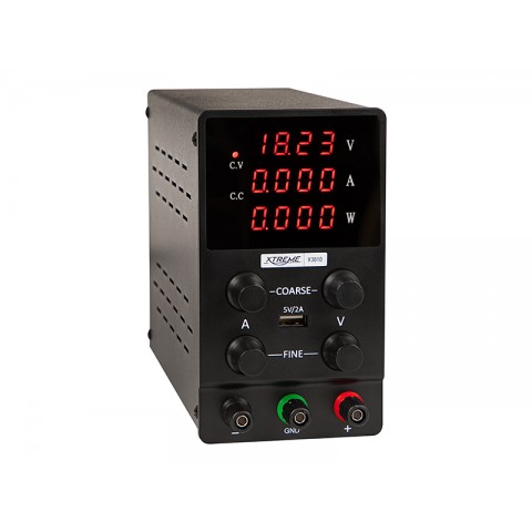 Laboratorinis maitinimo šaltinis 220V 0-30V 0-10A juodas Xtreme X3010 juodas