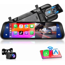Automobilinis vaizdo registratorius 9.66'' su veidrodėliu ir galinio vaizdo kamera Carplay / Android Auto PMX 