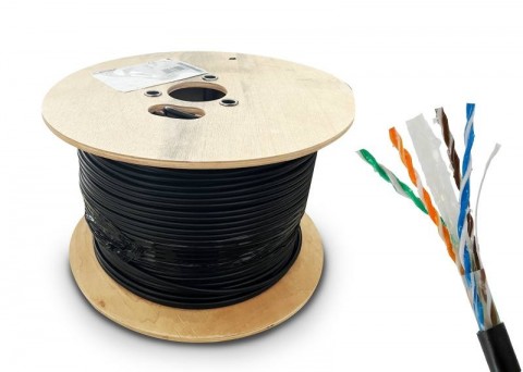 Kabelis internetinis CAT6 U/UTP 4P 250Mhz lauko sąlygom su žele varinis juodas (black)