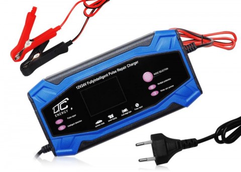 Mikroprocesorinis įkroviklis 220V švino / gelio akumuliatoriams automatinis 12V 8A - 24V 4A 150W LTC