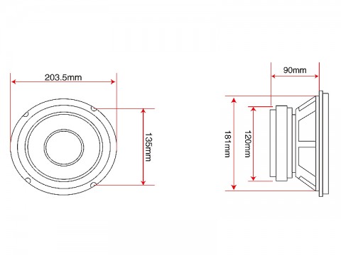 Žemų dažnių garsiakalbis 8" (20cm) 8Ώ 300W  Blow A-200