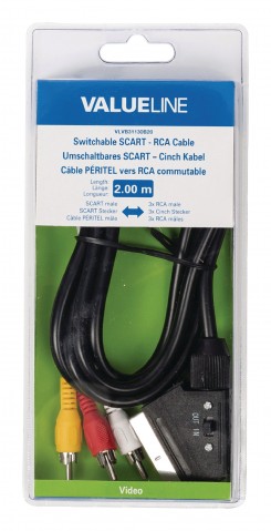 Laidas SCART-3RCA+SWITCH (K-K) 2m