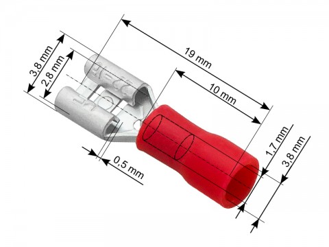 Lizdas 2.8x0.5mm laidui 0.5 - 1.5mm raudonas (red)