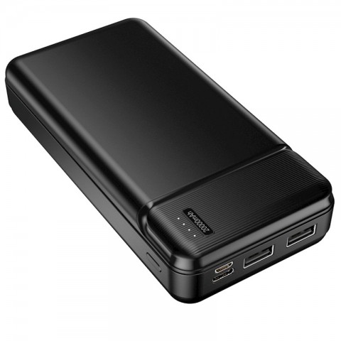 Nešiojamas įkroviklis - akumuliatorius 20000mAh 2xUSB + USB C 2A su indikatoriumi juodas (black) Maxlife MXPB-01