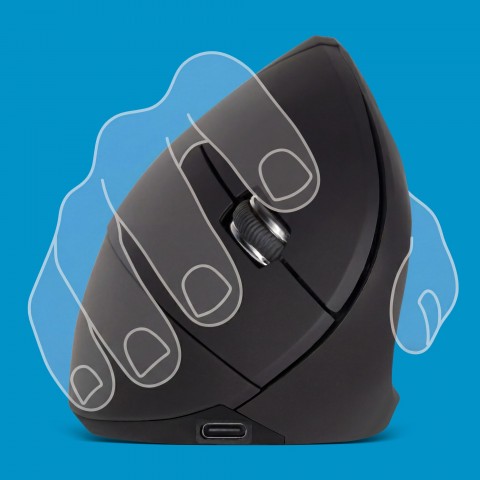 Bevielė optinė pelė 1600dpi Rebel VM10 ergonominė (patogi rankai), vertikali juoda