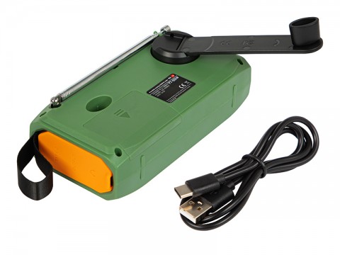 Radijo imtuvas su akumuliatoriumi - saulės baterija USB C, USB, Aux Blow RA13 (Įkraunamas rankine dinama)